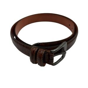 Martin Dingman Hand Tooled Belt Mens 40 Brown Harness Leather Metal Tip USA
